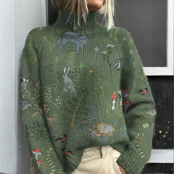 Arvessa | Warmer Blumiger Poloshirt