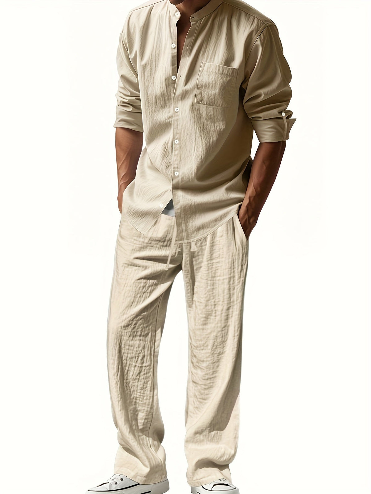 Zweiteiliges Sommeroutfit Herren | Leinenhemd & Hose Set