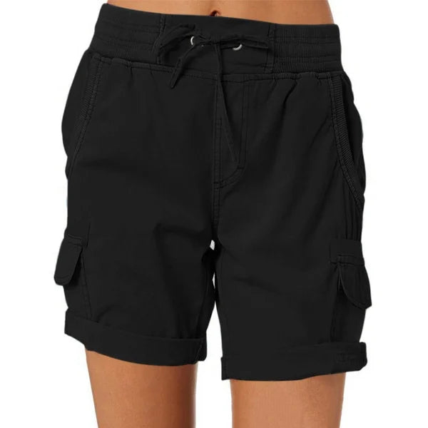 Audria – Kurzhosen mit hoher Taille Kordelzug und Cargotaschen