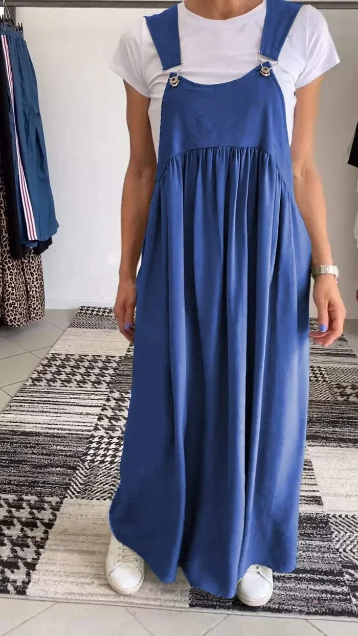 Regla - Lockeres Kleid Aus Baumwolle Und Leinen Mit Hosenträgern