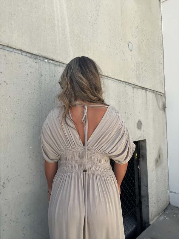 Nina | Damen Maxi Kleid V-Ausschnitt Schlitz Fließend