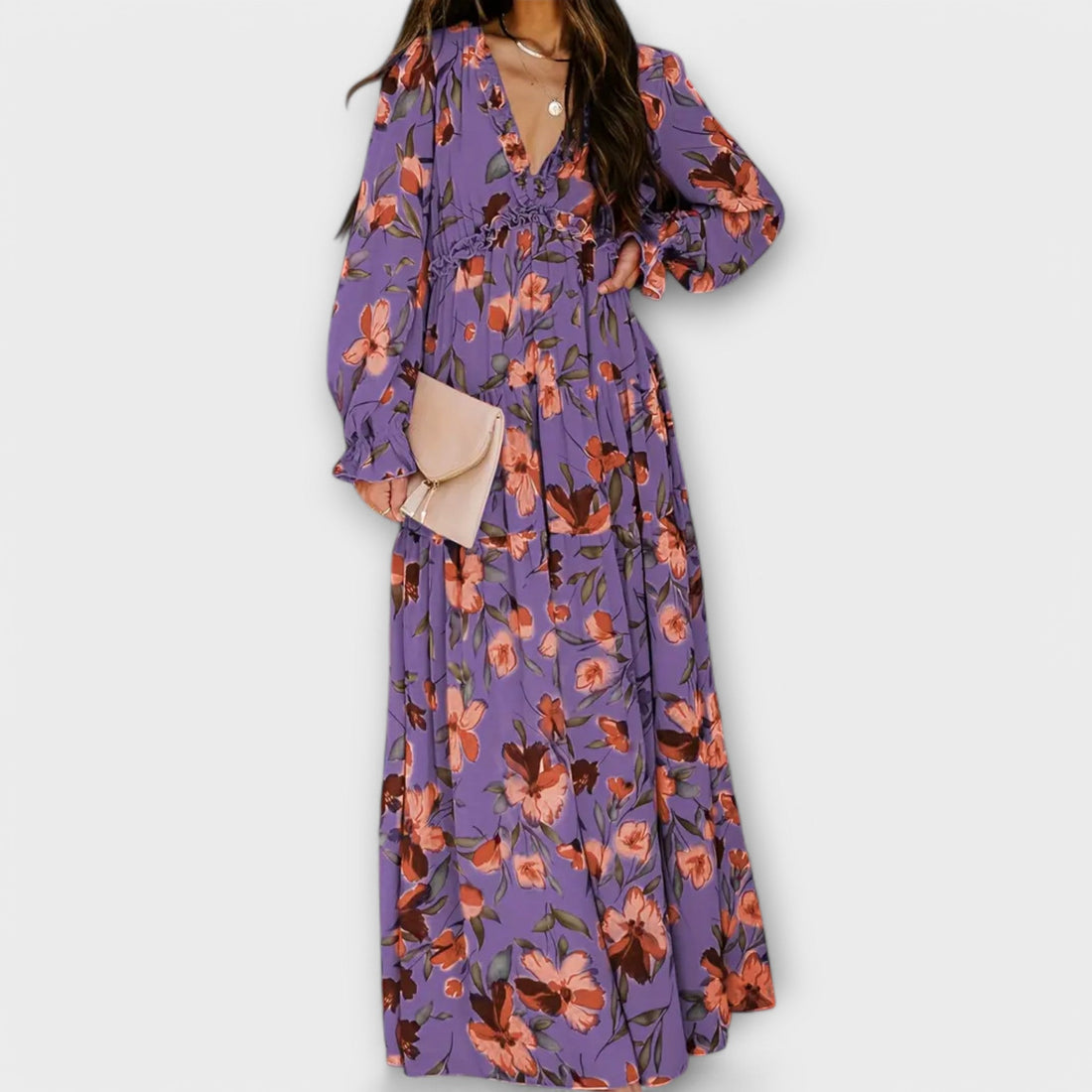 Lukrecija - Maxi Kleid Mit Blumenmuster Und V-Ausschnitt