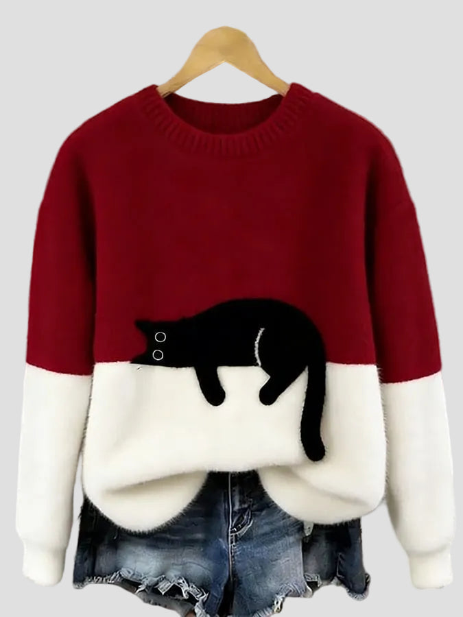 Luna | Damenpullover mit Katzenmotiv