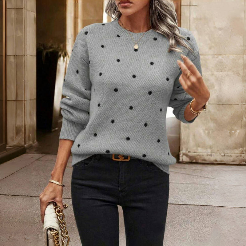 Gergana – Gestrickter Pullover Mit Polka-Punkte