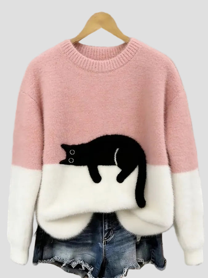 Luna | Damenpullover mit Katzenmotiv