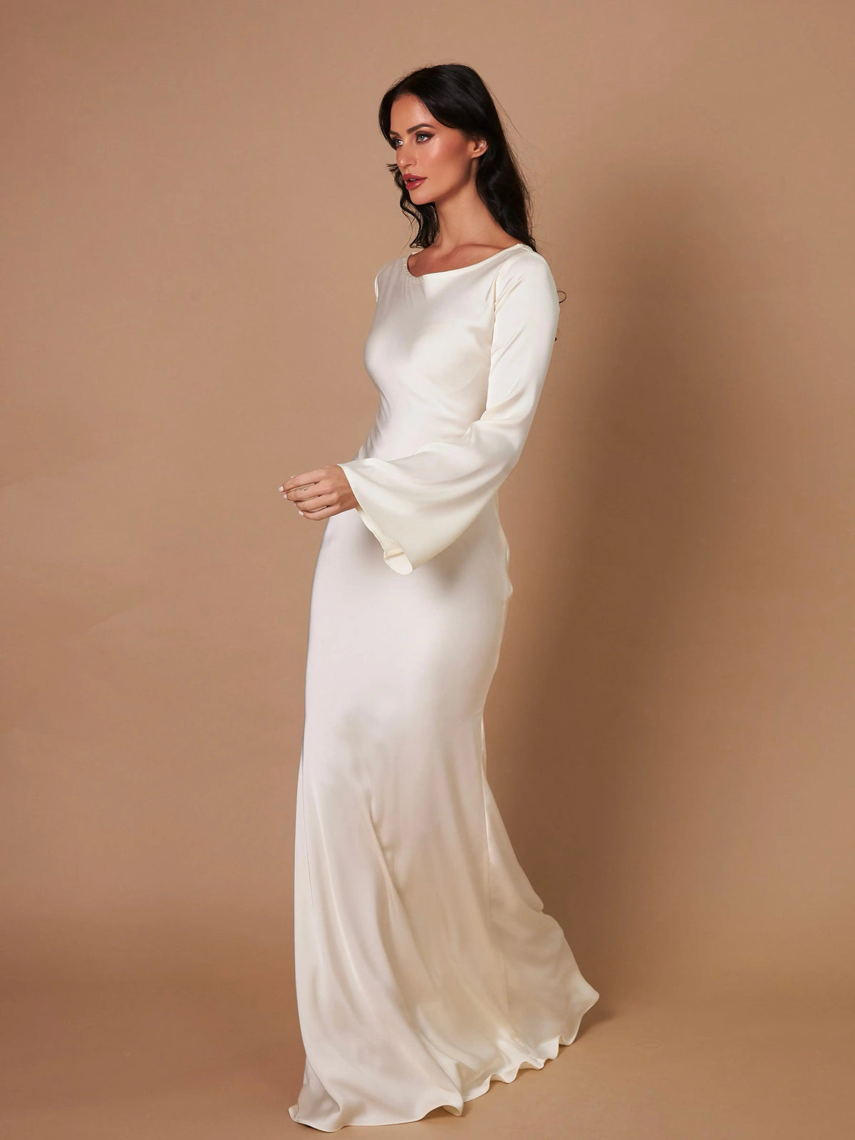Adelgunde | Damen Langarm Maxikleid mit eleganter Silhouette