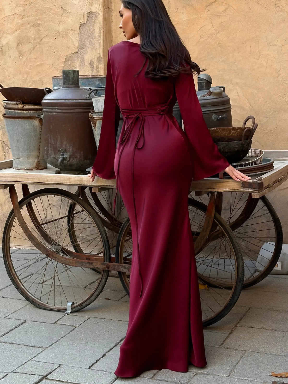 Adelgunde | Damen Langarm Maxikleid mit eleganter Silhouette