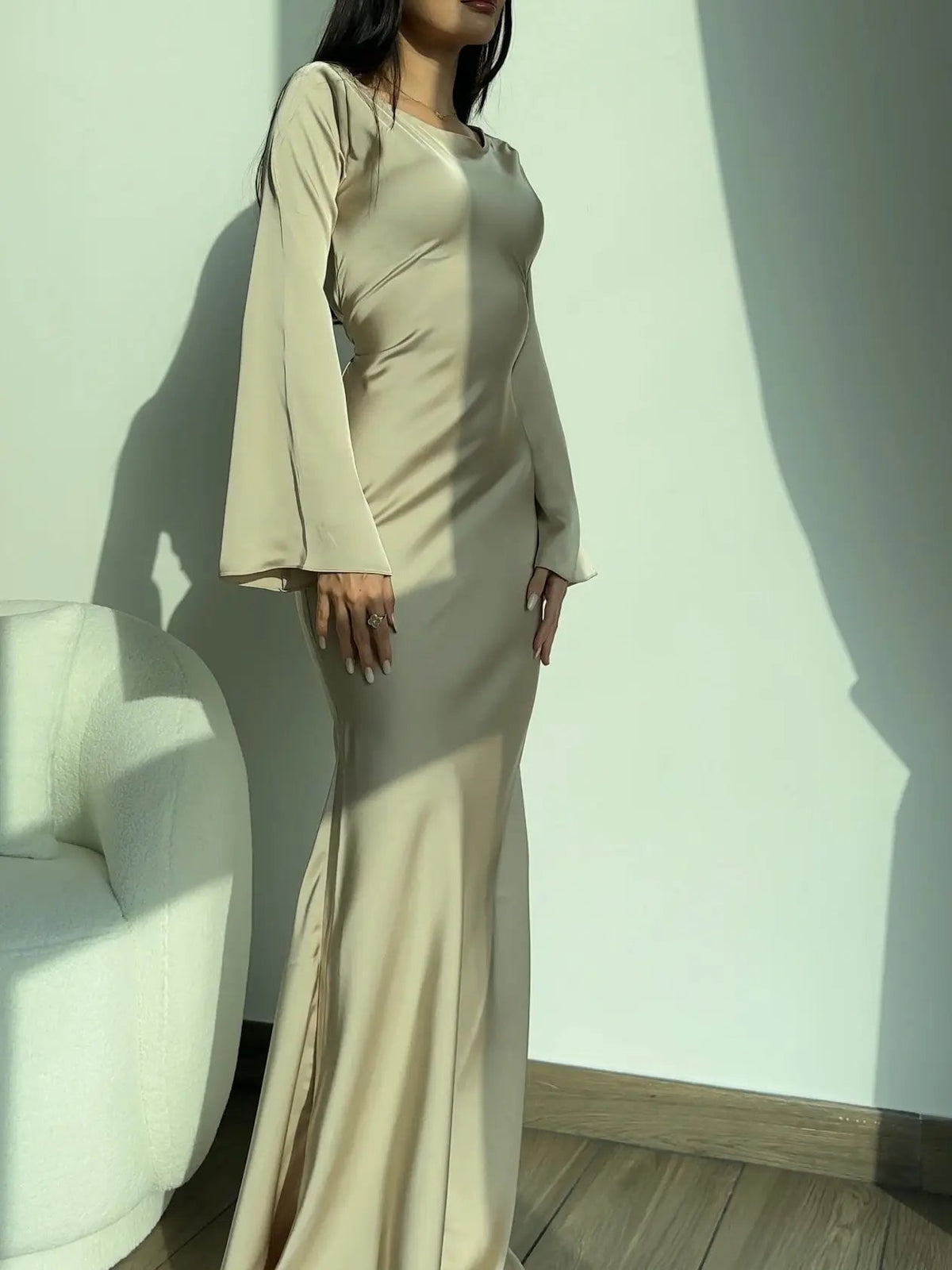Adelgunde | Damen Langarm Maxikleid mit eleganter Silhouette