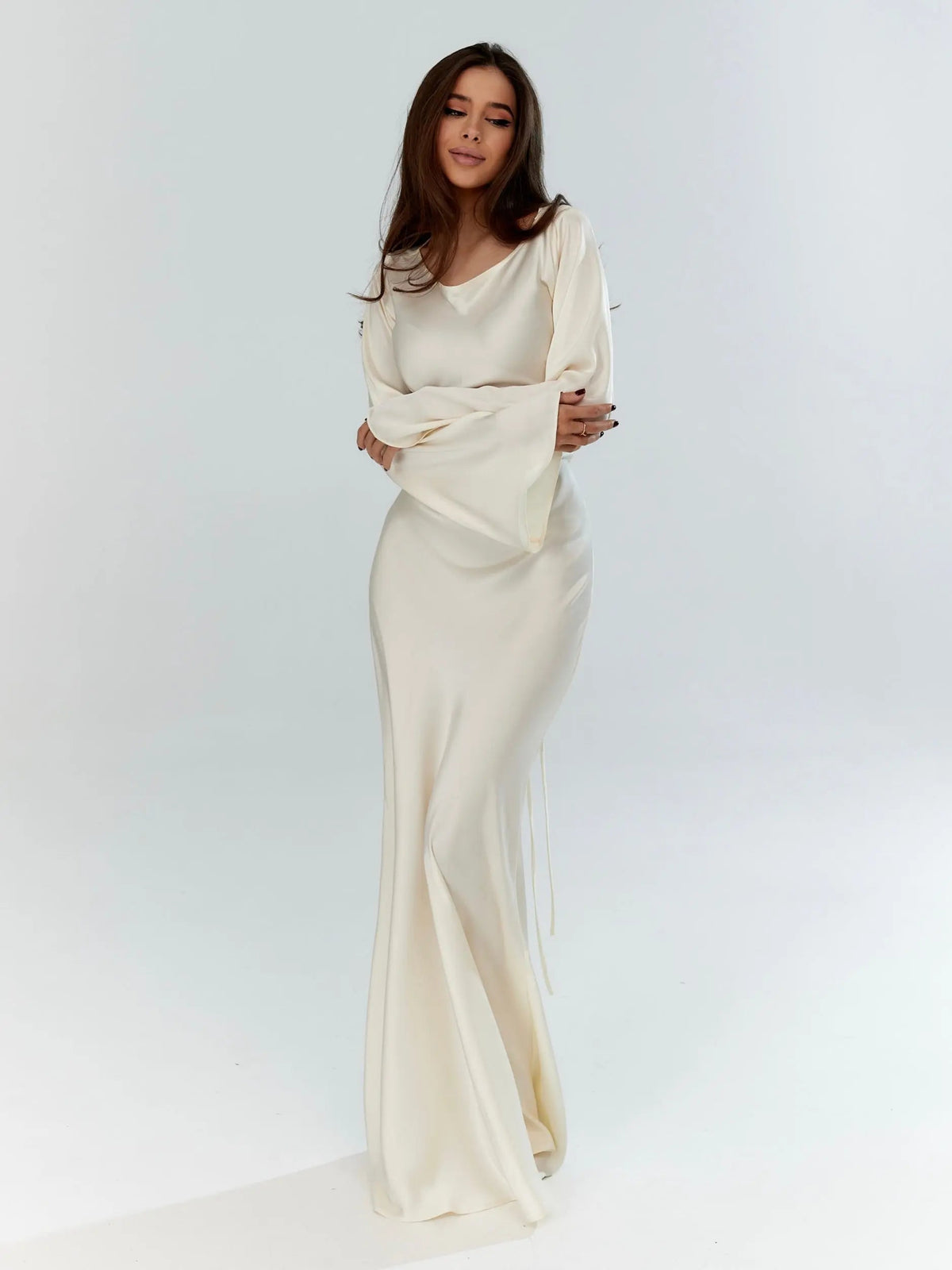 Adelgunde | Damen Langarm Maxikleid mit eleganter Silhouette