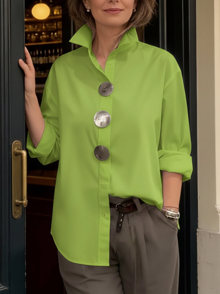 Shalani - Elegante Bluse Aus Leinen Und Baumwolle Mit Metallknöpfen