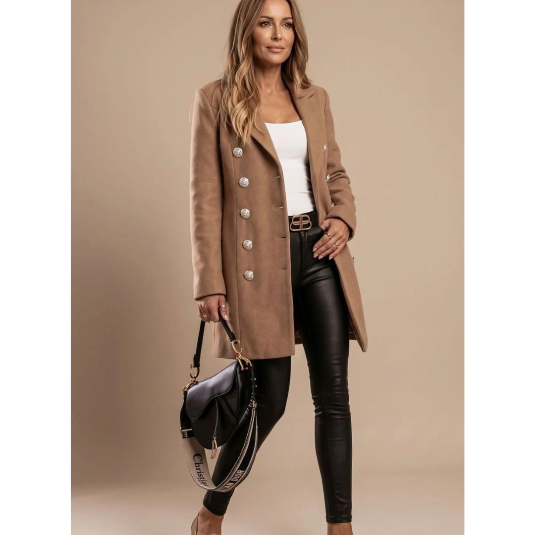 Aileen | Damen Winterjacke mit Knöpfen, Kragen und langram