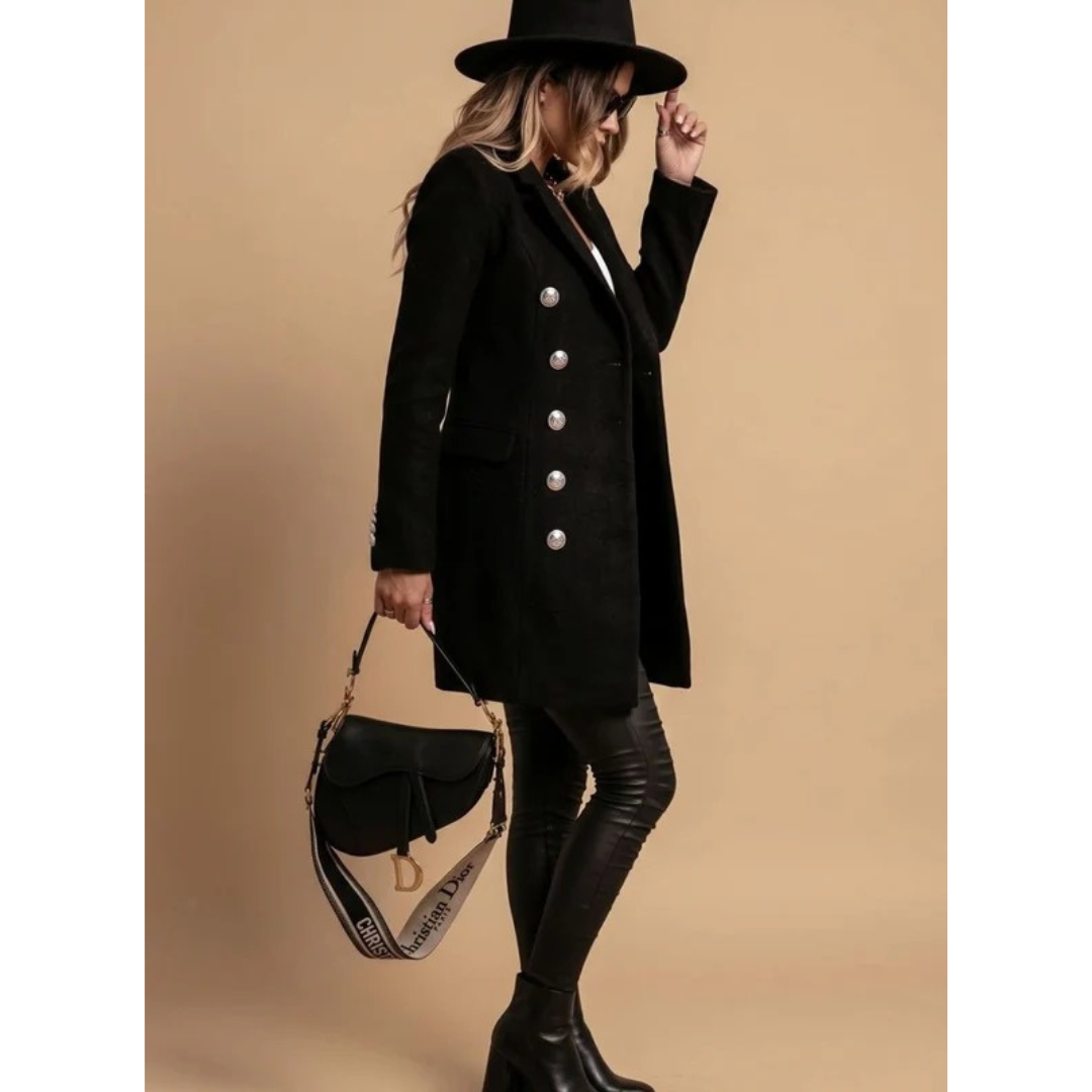 Aileen | Damen Winterjacke mit Knöpfen, Kragen und langram