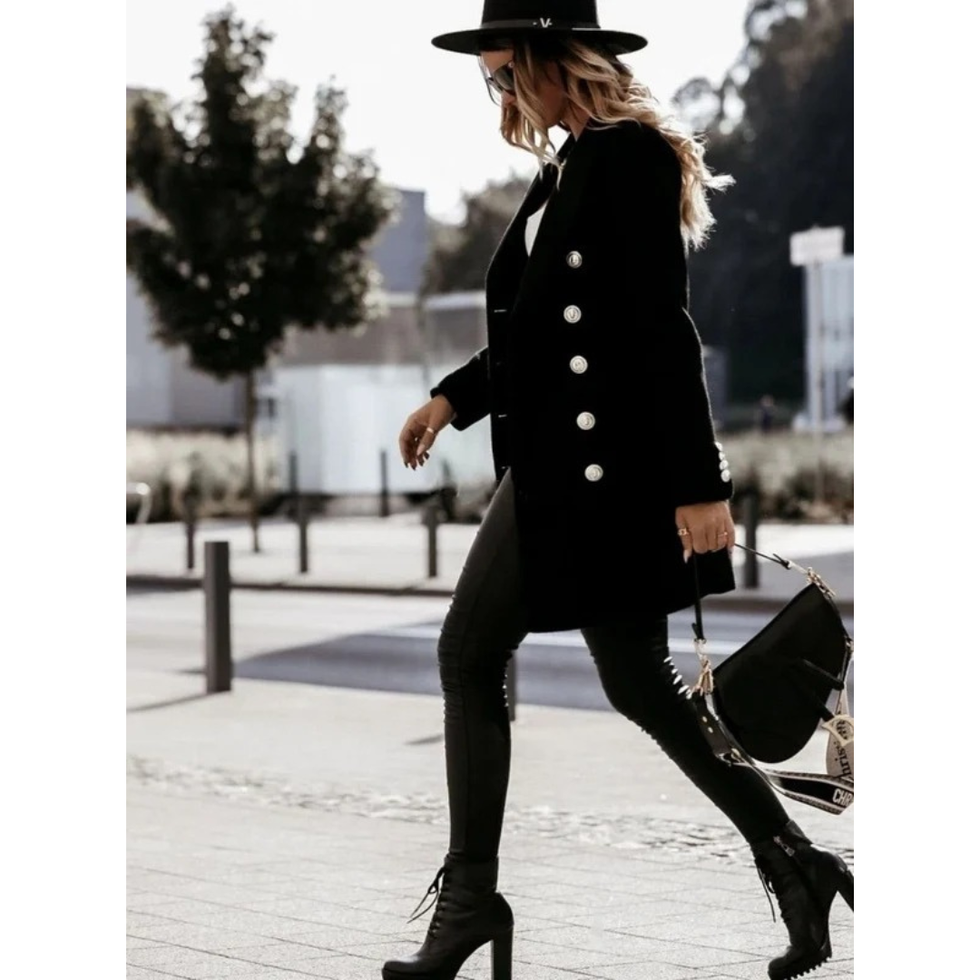 Aileen | Damen Winterjacke mit Knöpfen, Kragen und langram