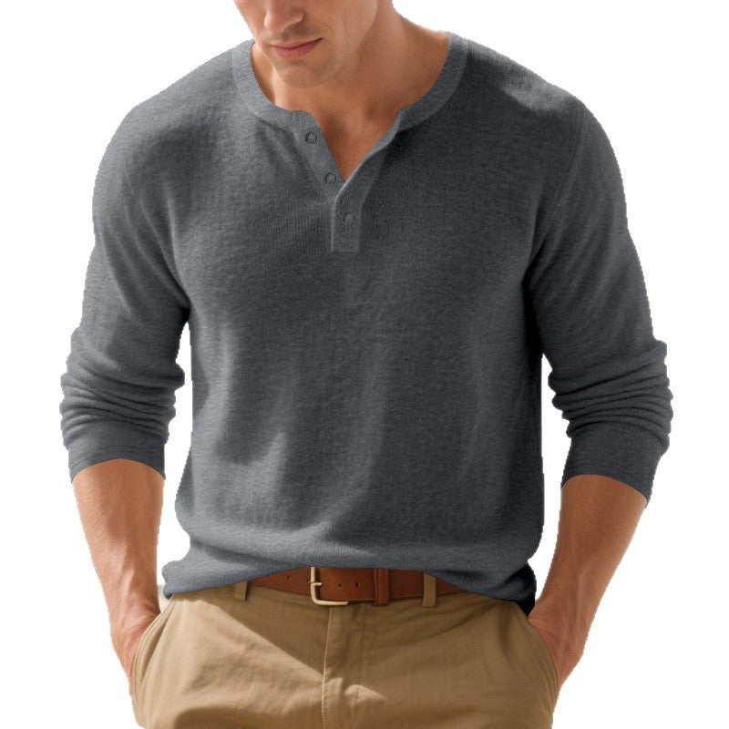 Alaric | Herren Langarm Henley Shirt mit Knopfleiste