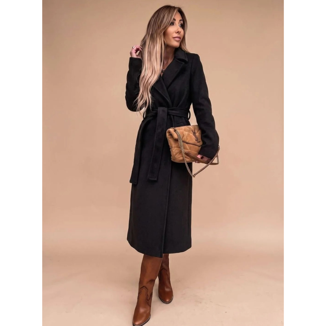 Amadea | Damen Winterjacke mit Taillengürtel, Langarm und Kragen