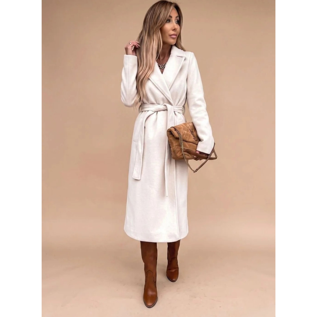 Amadea | Damen Winterjacke mit Taillengürtel, Langarm und Kragen