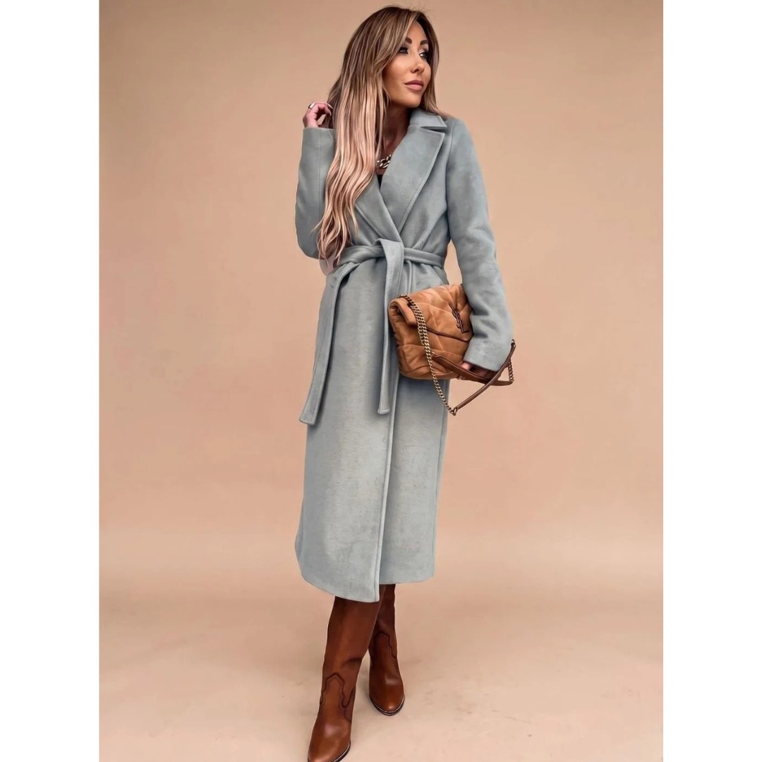 Amadea | Damen Winterjacke mit Taillengürtel, Langarm und Kragen