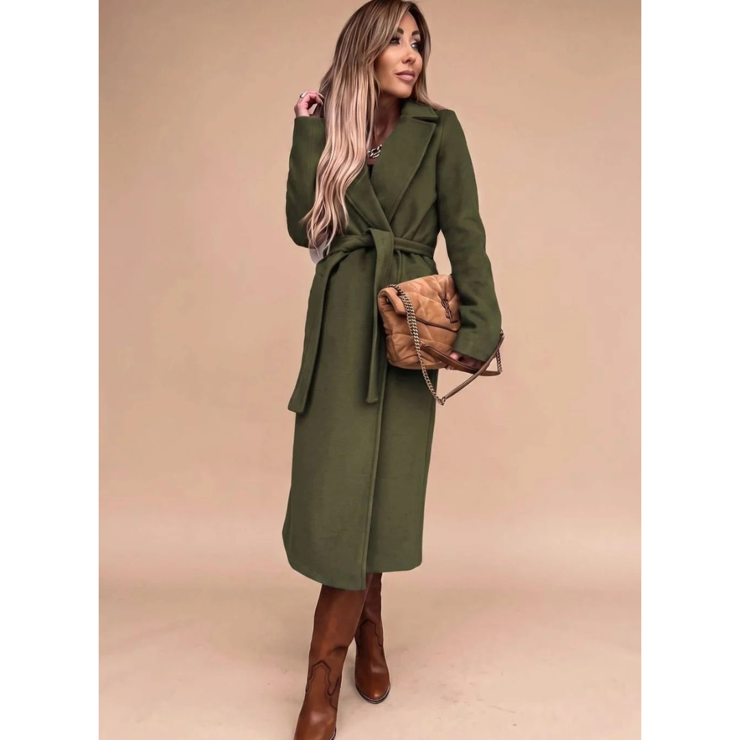 Amadea | Damen Winterjacke mit Taillengürtel, Langarm und Kragen