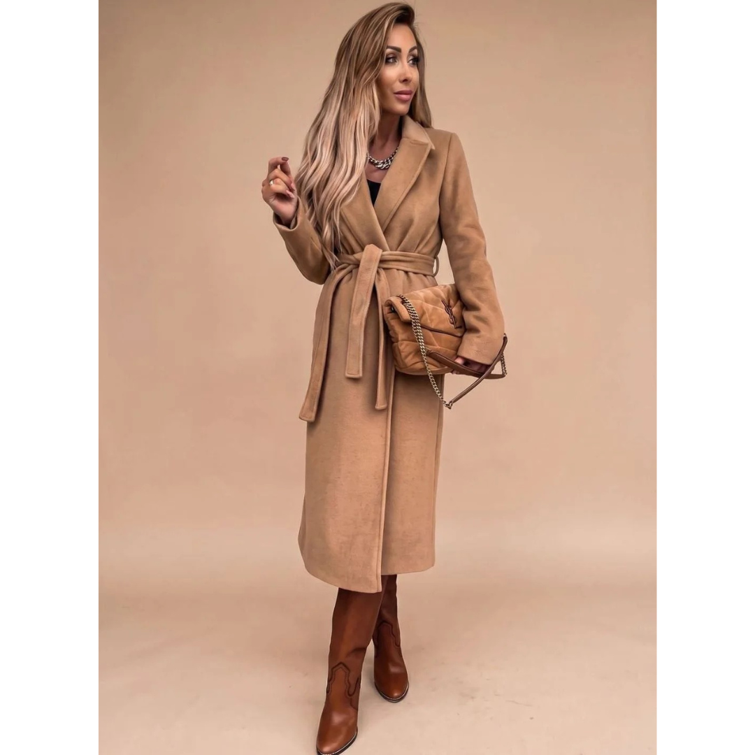 Amadea | Damen Winterjacke mit Taillengürtel, Langarm und Kragen