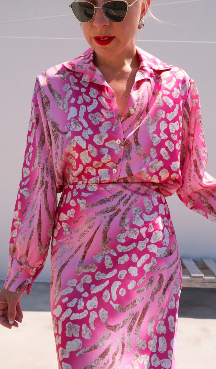 Amara | Damen Paisley Langarm Blusenkleid