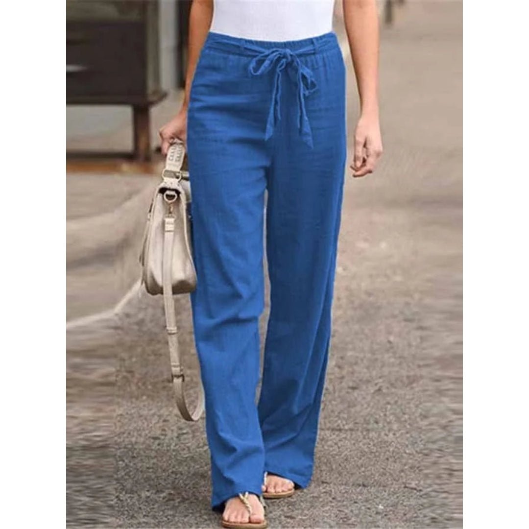 Amelie | Damen Weite Palazzo Hose mit Bindegürtel