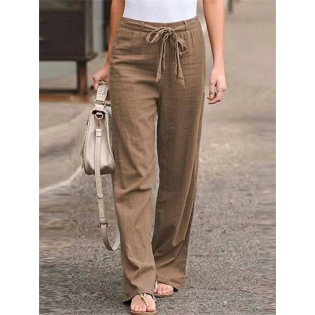 Amelie | Damen Weite Palazzo Hose mit Bindegürtel