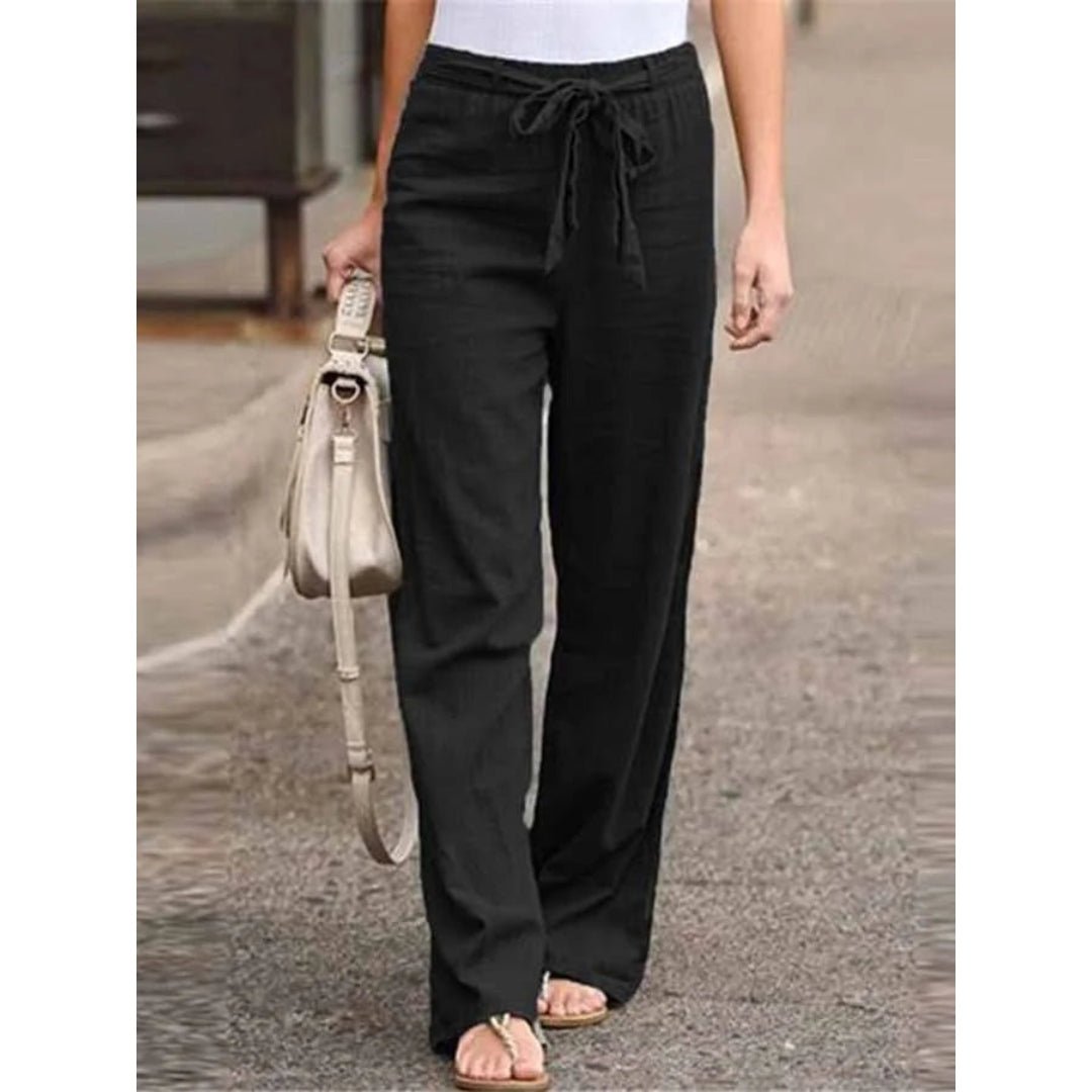 Amelie | Damen Weite Palazzo Hose mit Bindegürtel
