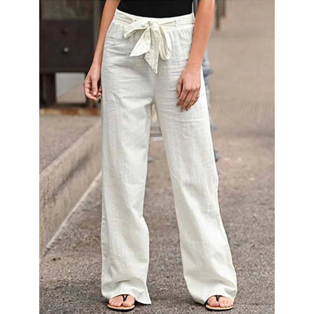 Amelie | Damen Weite Palazzo Hose mit Bindegürtel