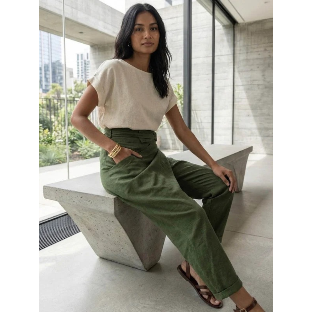 Angelika | Damen Freizeit High Waist Hose