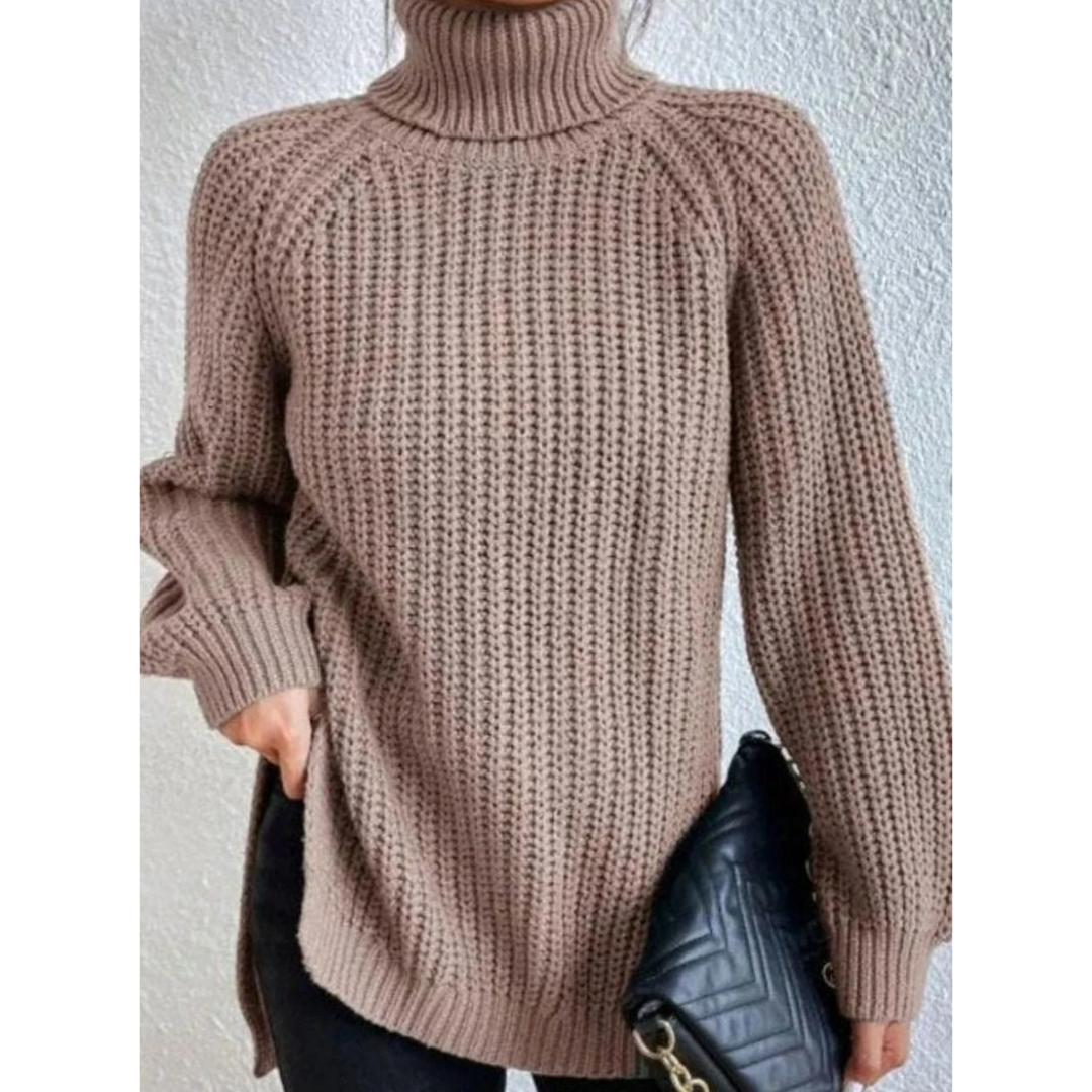 Annegret | Damen Oversized Rollkragenpullover mit Langarm und Weitem Schnitt