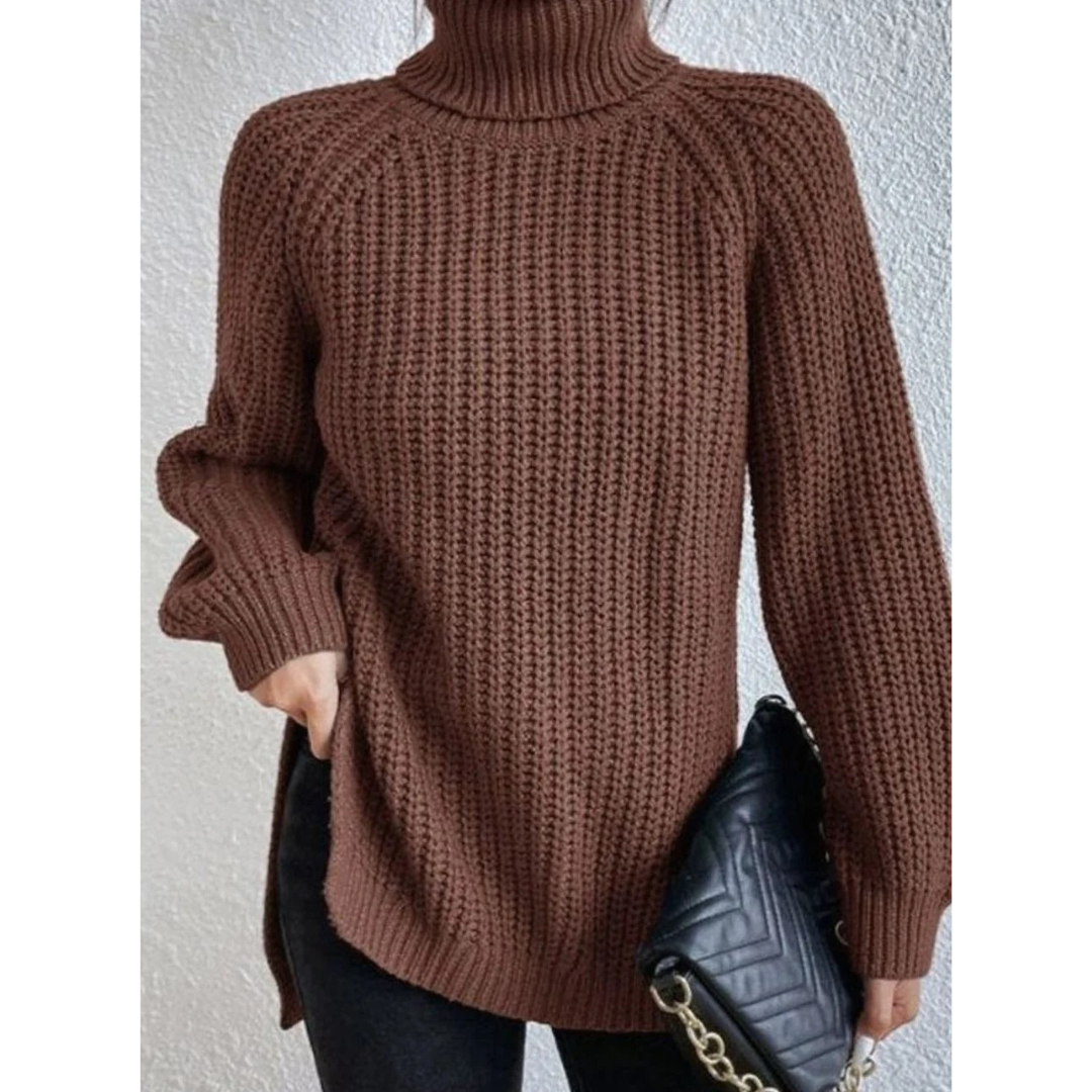 Annegret | Damen Oversized Rollkragenpullover mit Langarm und Weitem Schnitt