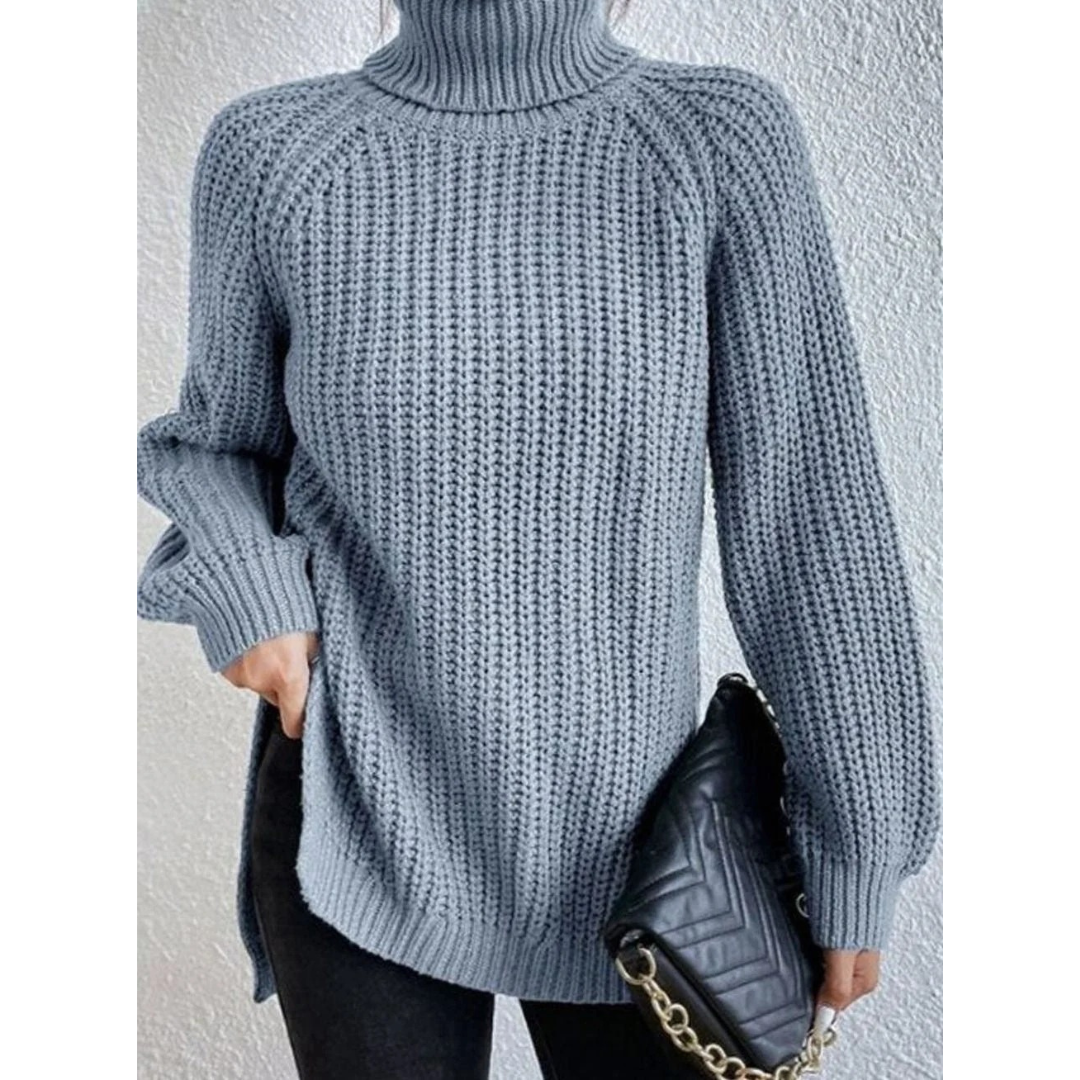 Annegret | Damen Oversized Rollkragenpullover mit Langarm und Weitem Schnitt