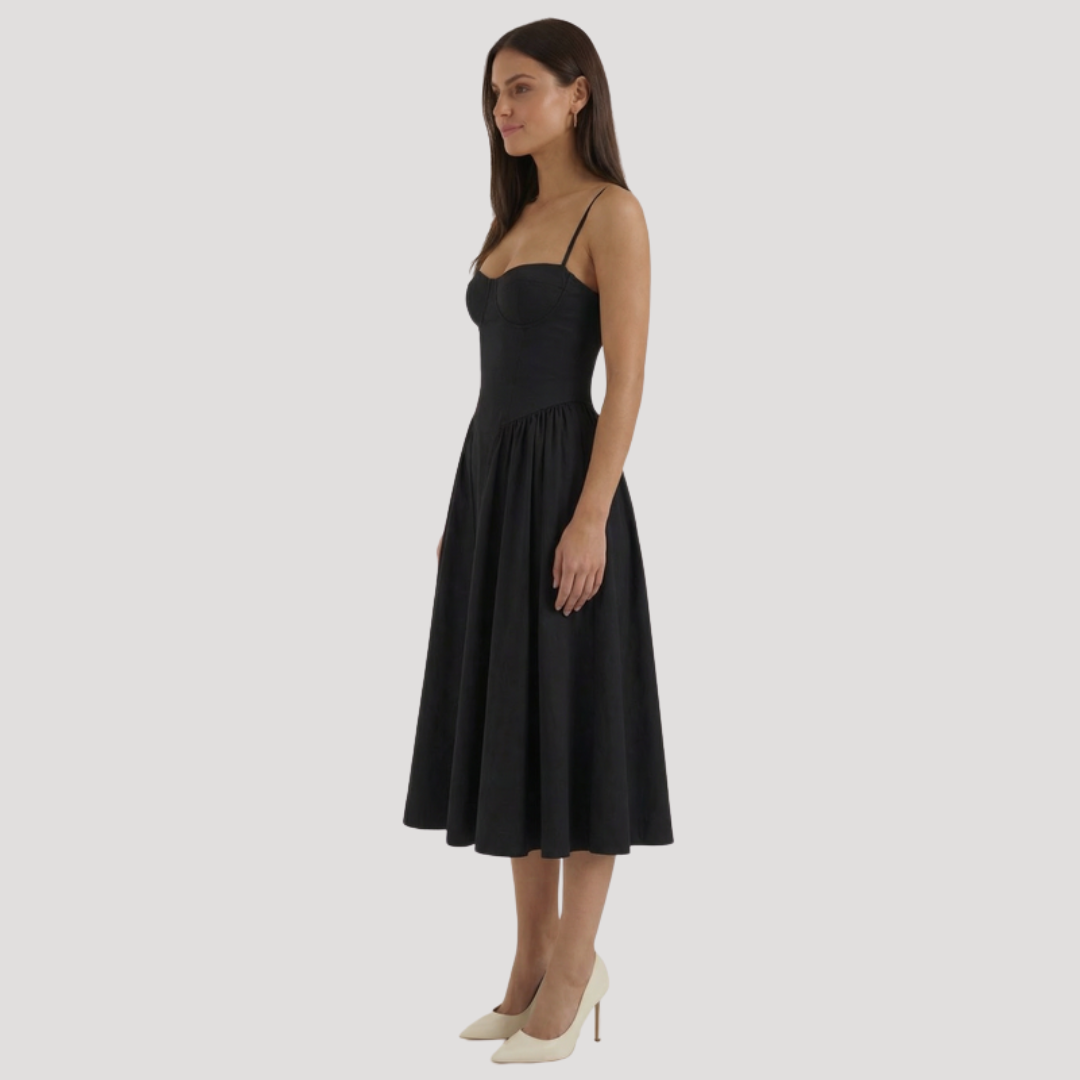 Annelie | Damen Korsett Midi Kleid mit Herzausschnitt