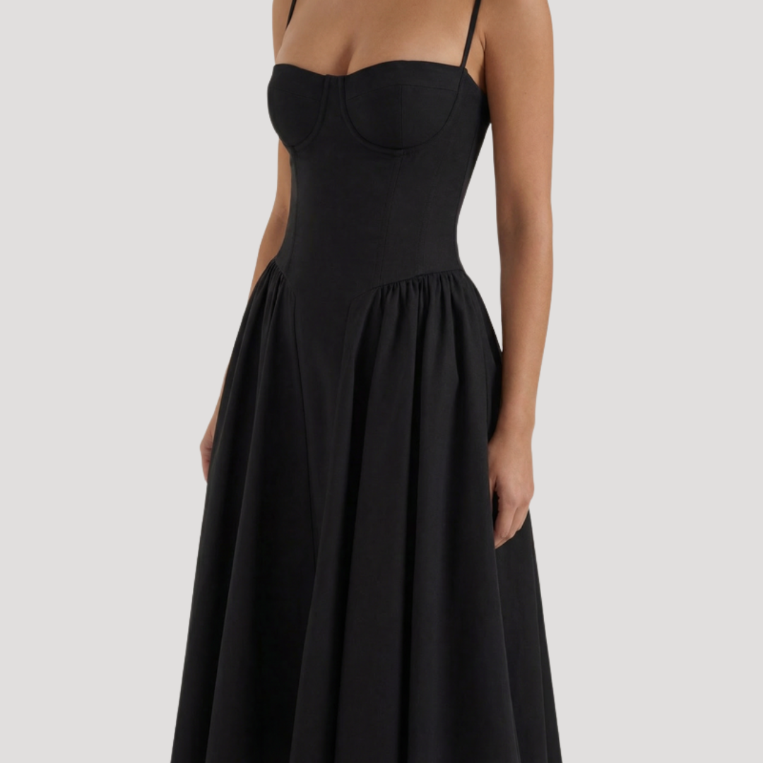 Annelie | Damen Korsett Midi Kleid mit Herzausschnitt