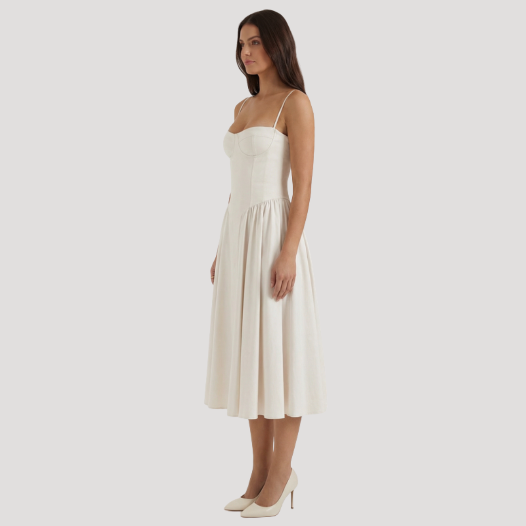 Annelie | Damen Korsett Midi Kleid mit Herzausschnitt