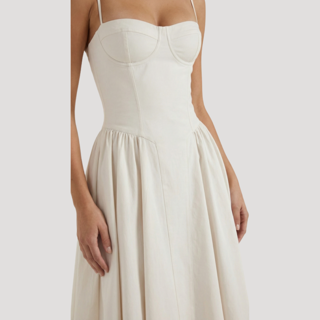 Annelie | Damen Korsett Midi Kleid mit Herzausschnitt