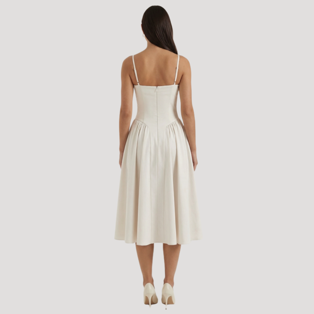 Annelie | Damen Korsett Midi Kleid mit Herzausschnitt