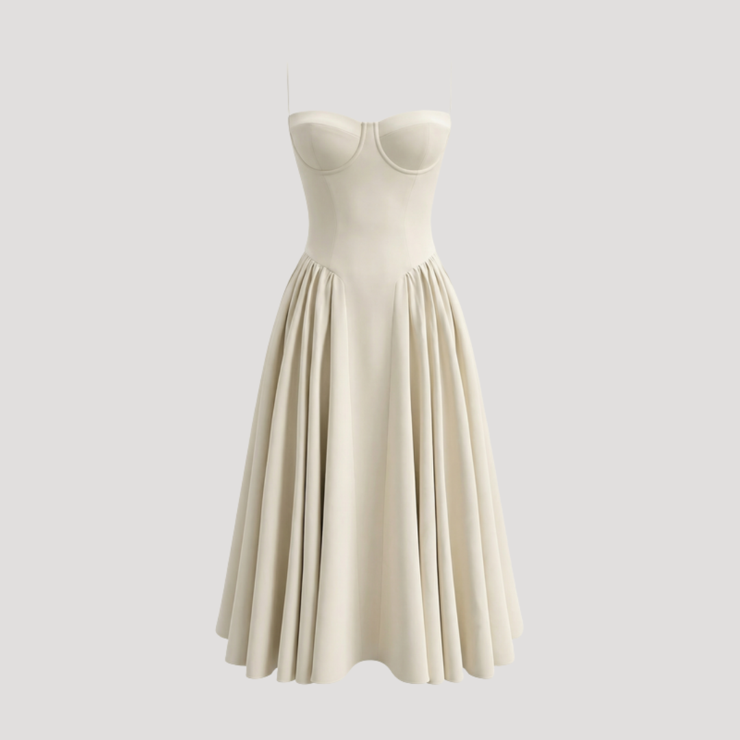 Annelie | Damen Korsett Midi Kleid mit Herzausschnitt