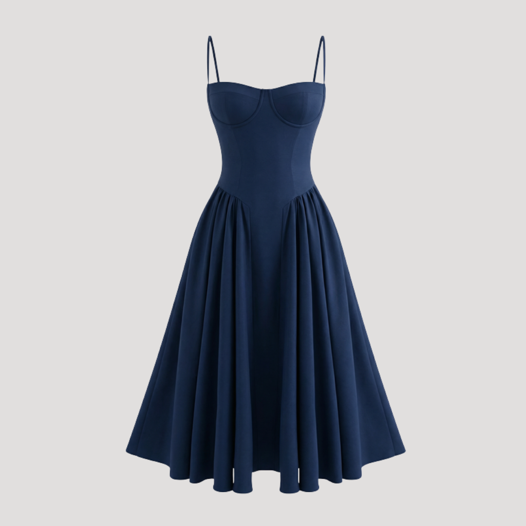 Annelie | Damen Korsett Midi Kleid mit Herzausschnitt