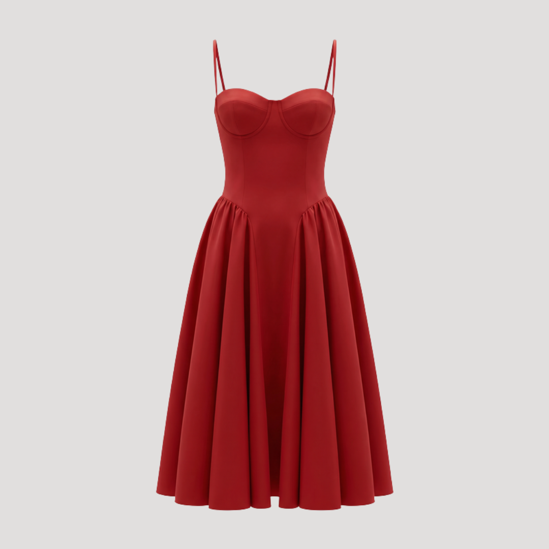 Annelie | Damen Korsett Midi Kleid mit Herzausschnitt