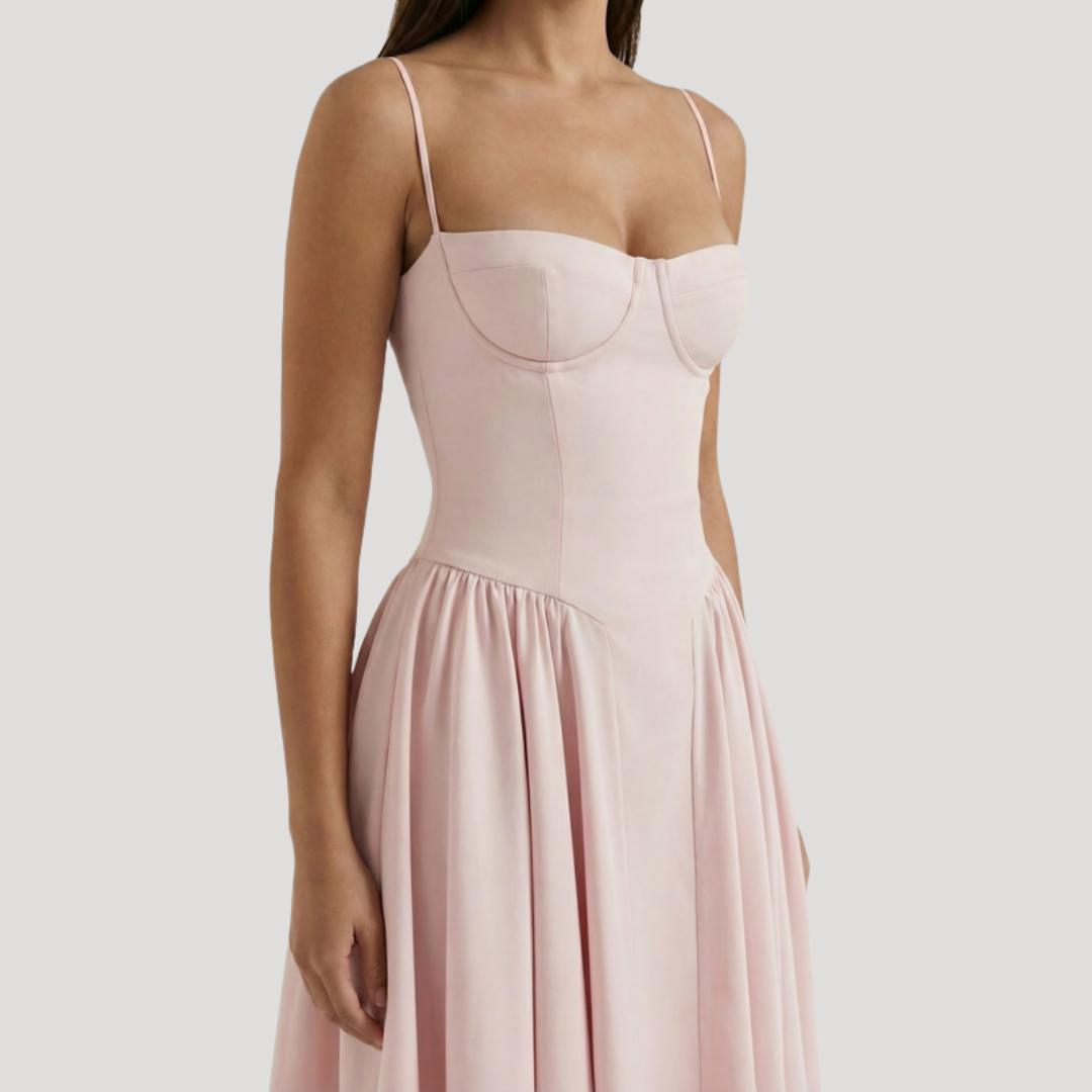 Annelie | Damen Korsett Midi Kleid mit Herzausschnitt