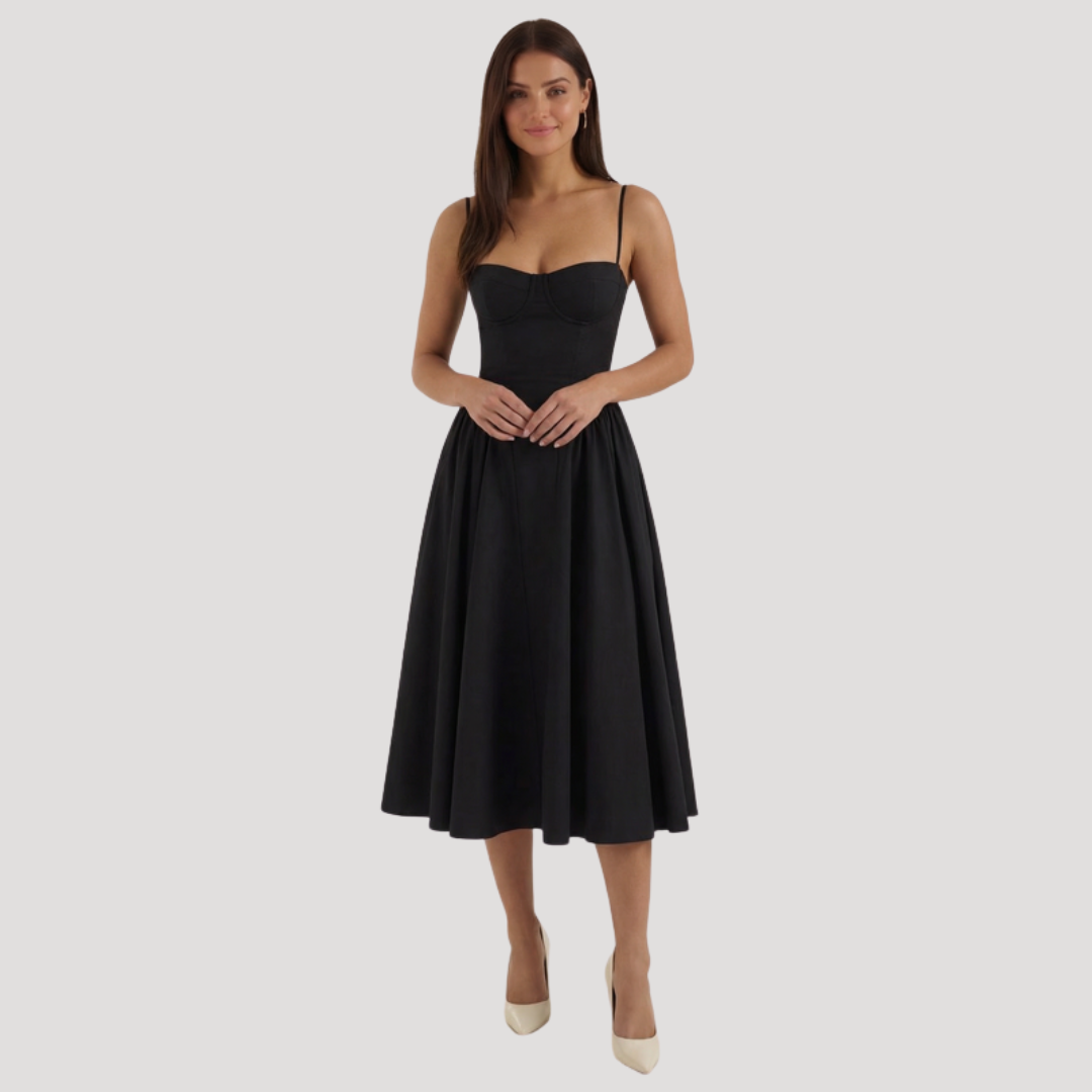 Annelie | Damen Korsett Midi Kleid mit Herzausschnitt