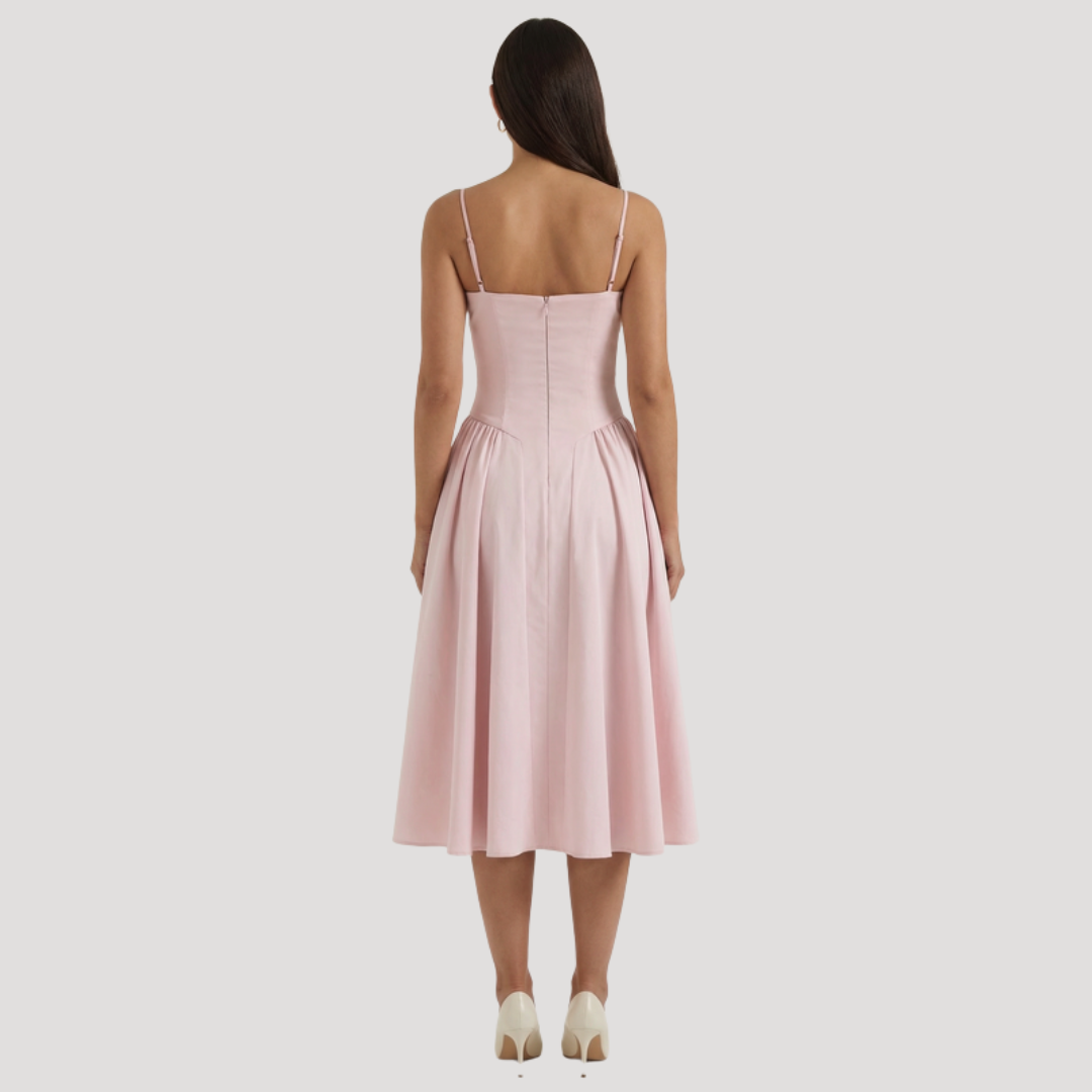 Annelie | Damen Korsett Midi Kleid mit Herzausschnitt