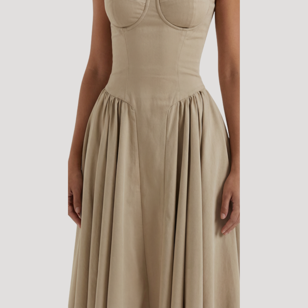 Annelie | Damen Korsett Midi Kleid mit Herzausschnitt