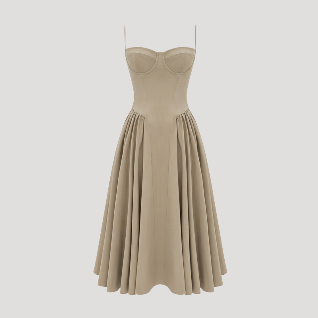 Annelie | Damen Korsett Midi Kleid mit Herzausschnitt
