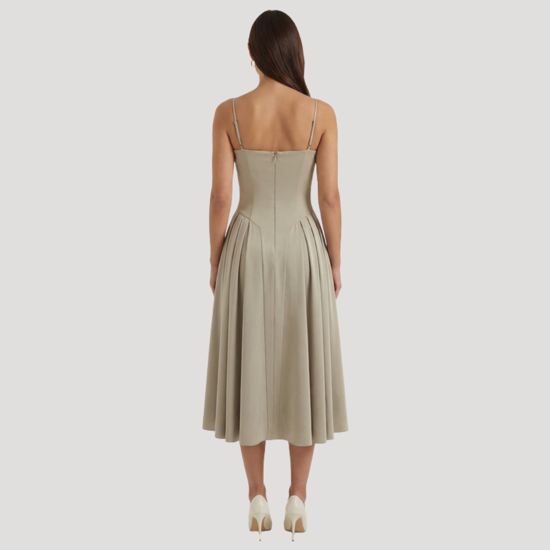 Annelie | Damen Korsett Midi Kleid mit Herzausschnitt