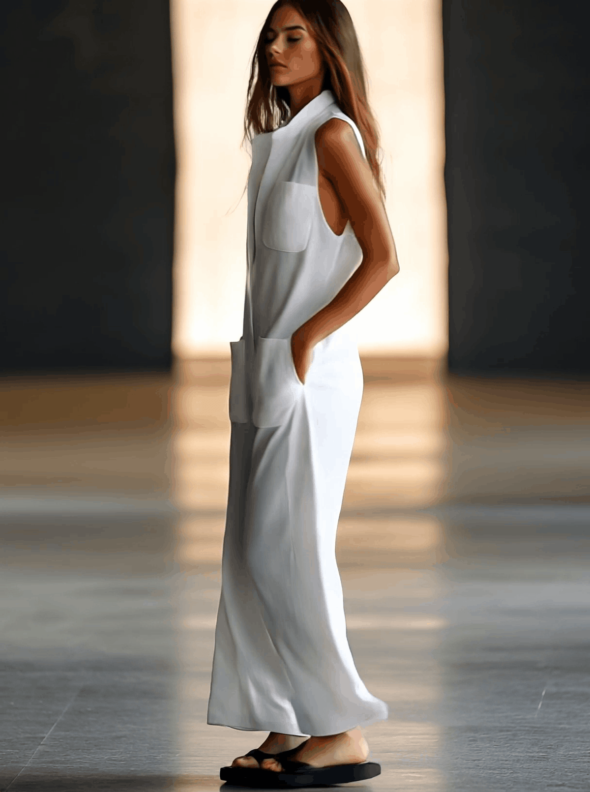 Annerose | Damen Ärmellos Weites Bein Jumpsuit