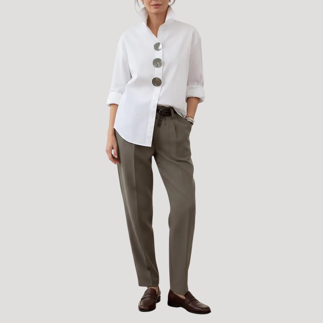 Annika | Damen Button-Down Langarm Hemdbluse