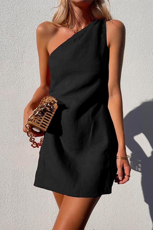Annika | Damen One-Shoulder Minikleid Ärmellos