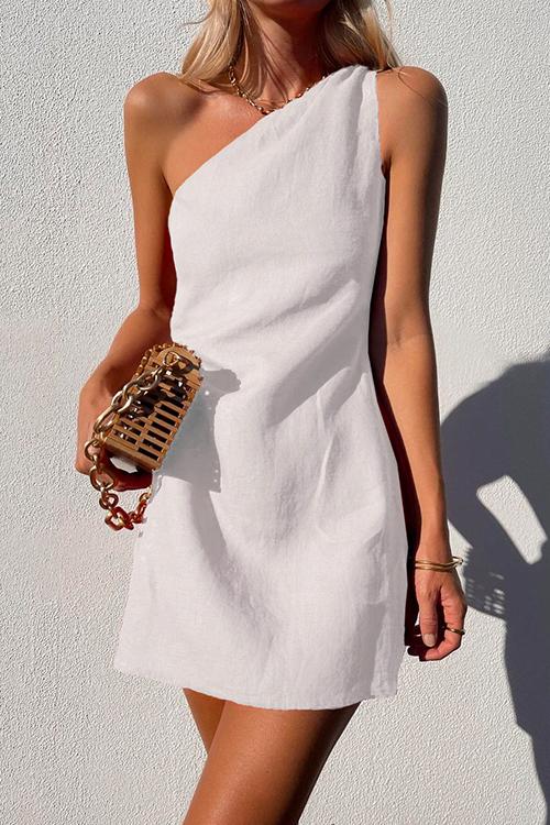 Annika | Damen One-Shoulder Minikleid Ärmellos